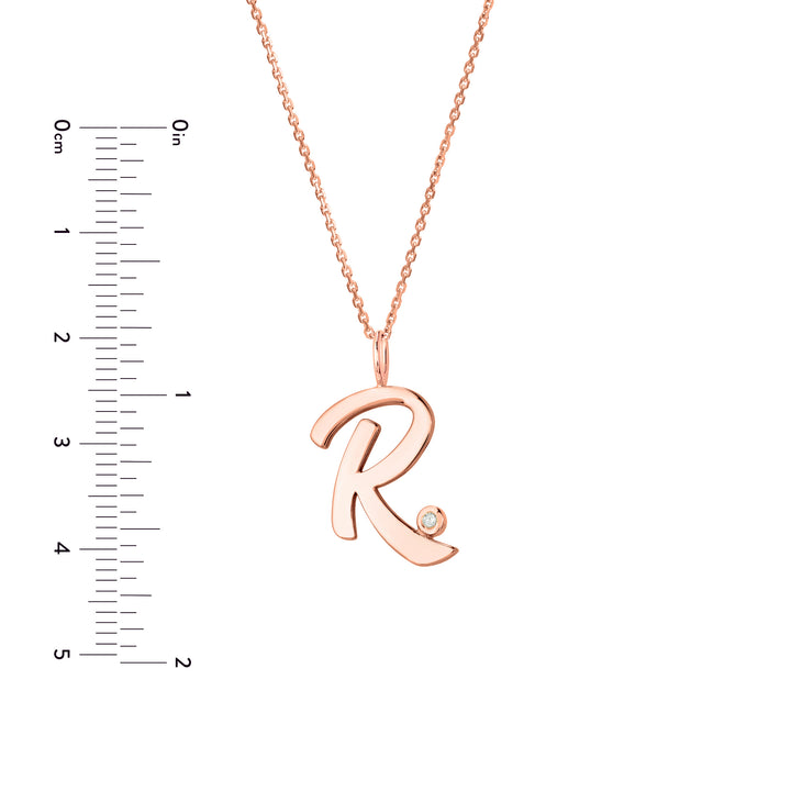 Script R with Diamond Bezel Necklace