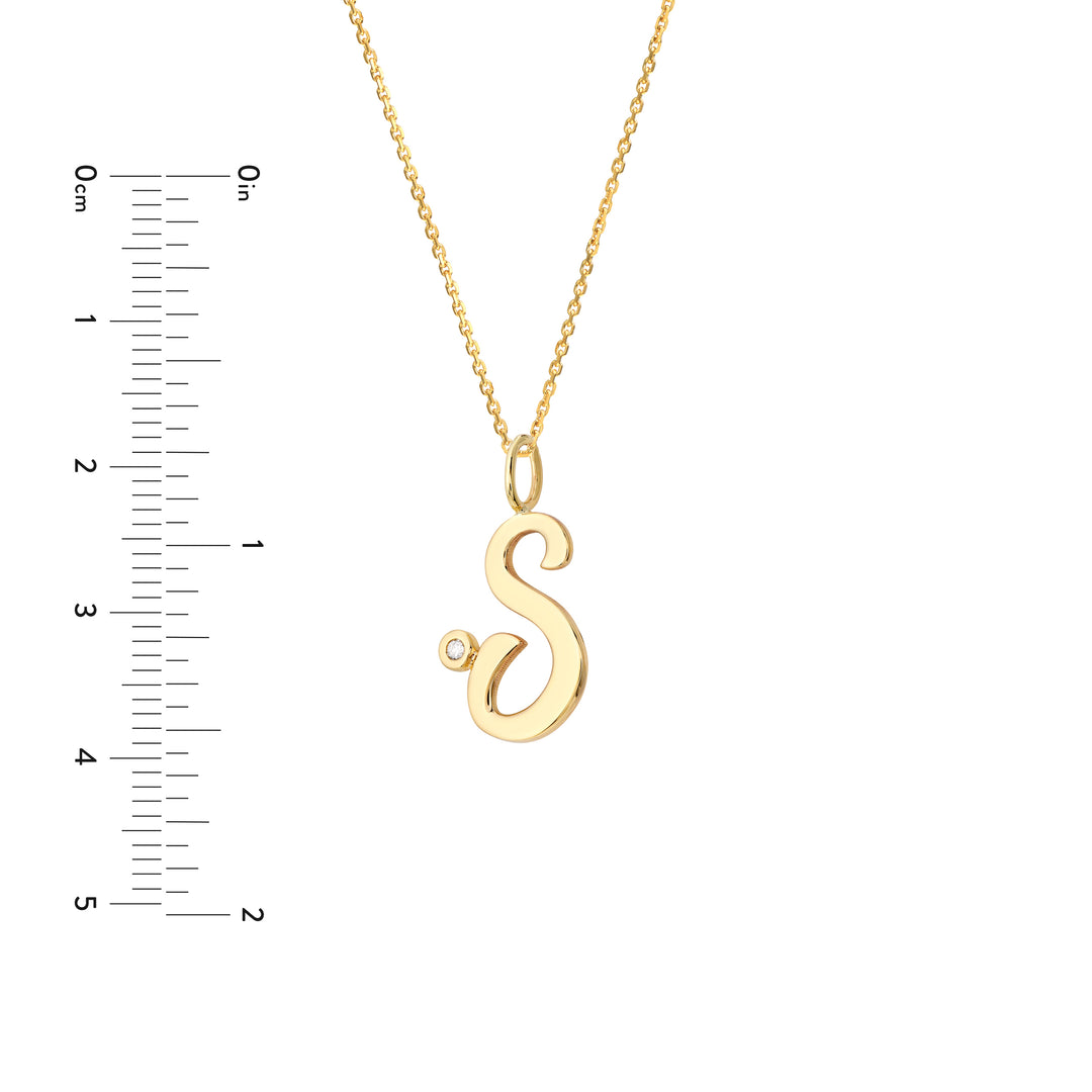 Script S with Diamond Bezel Necklace
