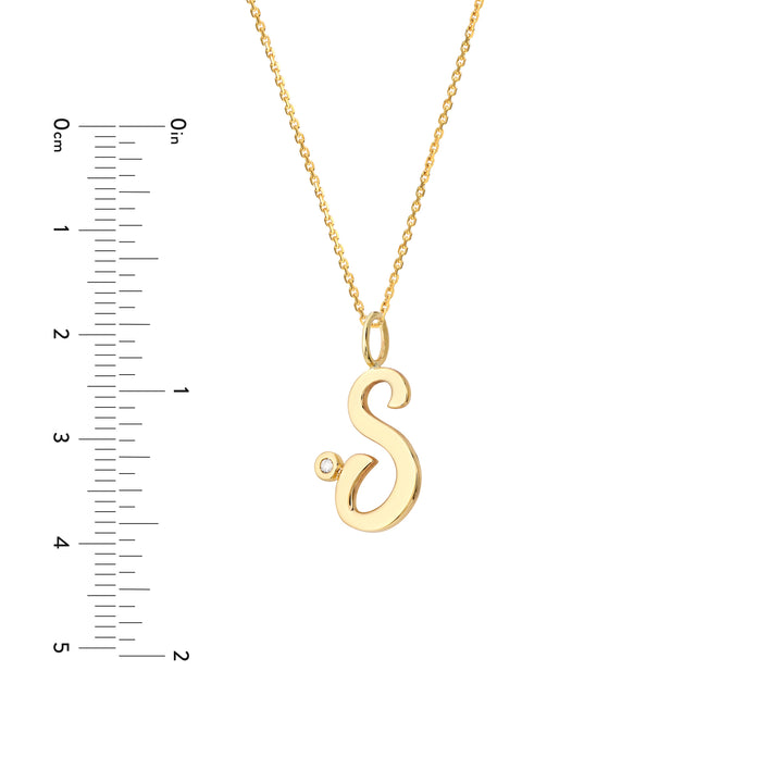 Script S with Diamond Bezel Necklace