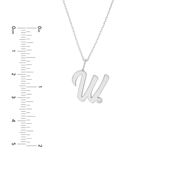 Script W with Diamond Bezel Necklace