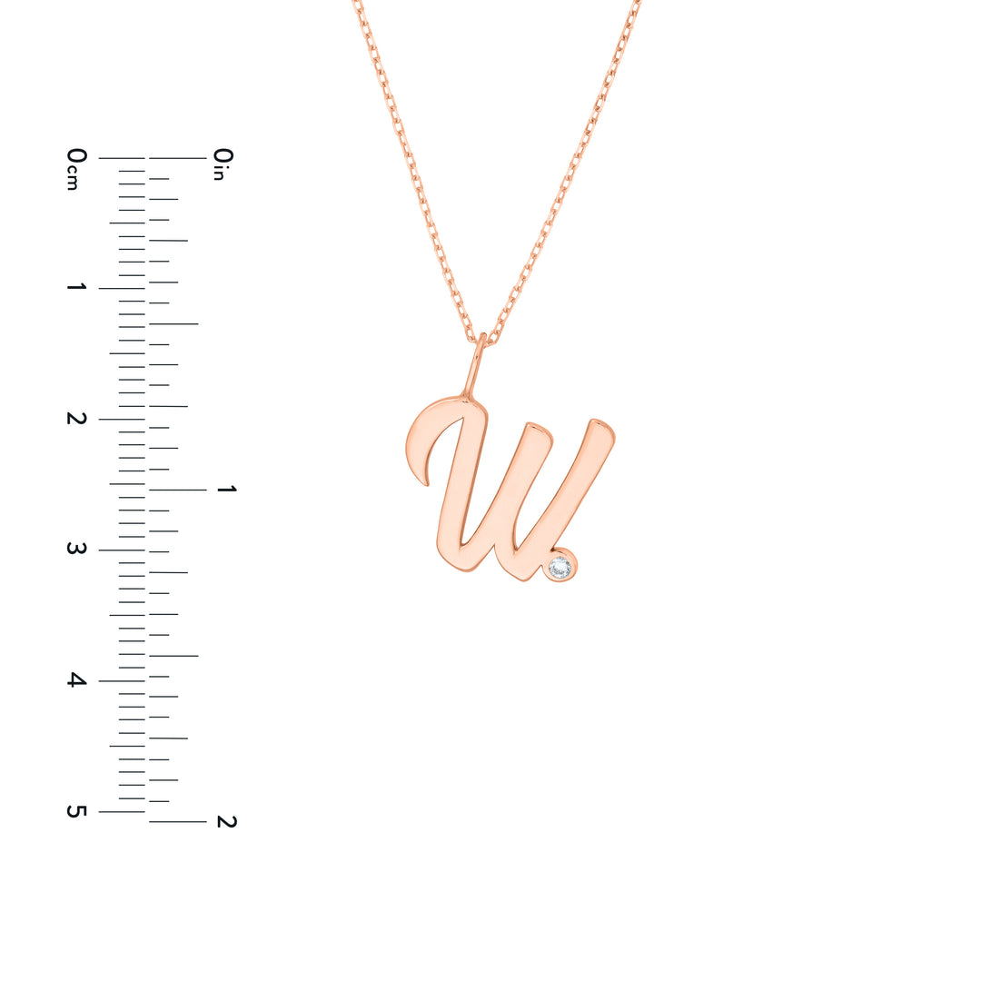 Script W with Diamond Bezel Necklace