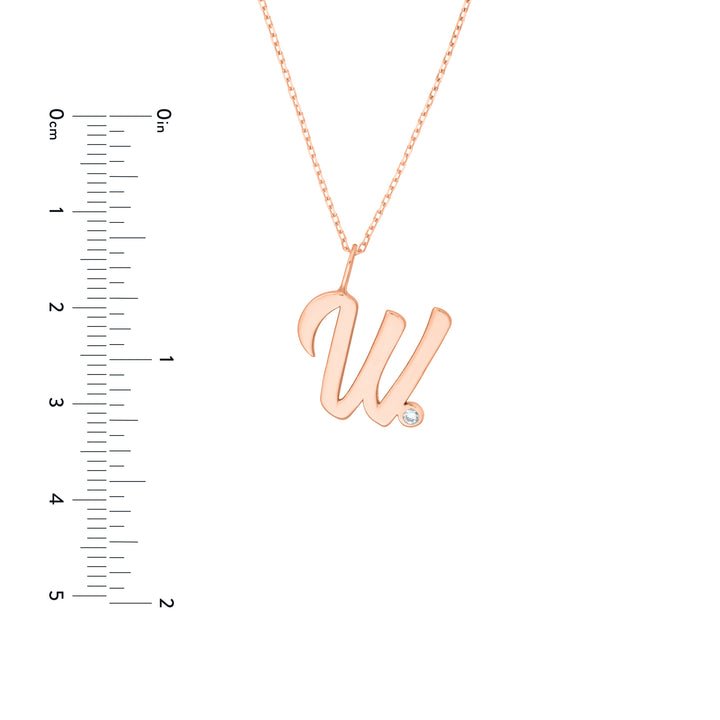 Script W with Diamond Bezel Necklace