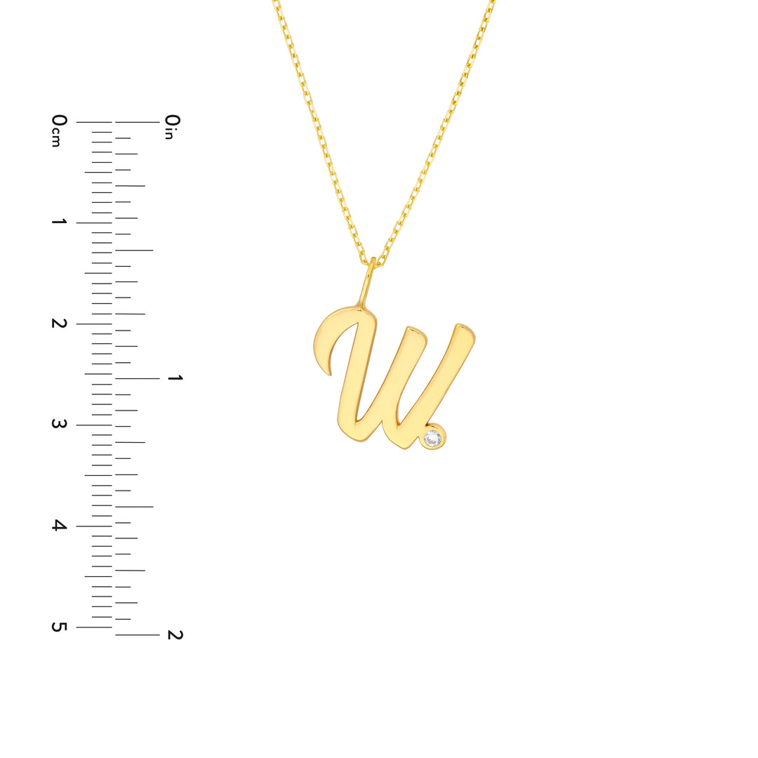 Script W with Diamond Bezel Necklace