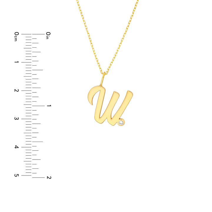Script W with Diamond Bezel Necklace