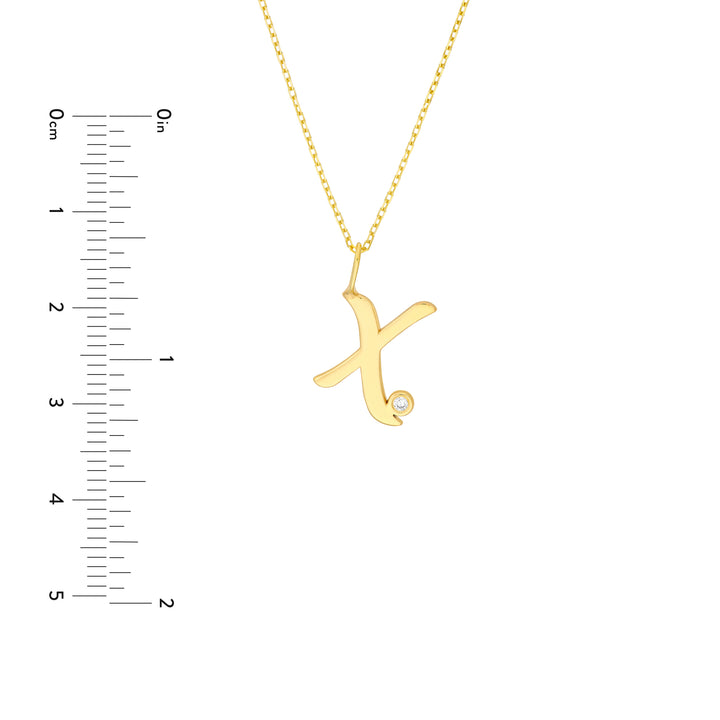 Script X with Diamond Bezel Necklace