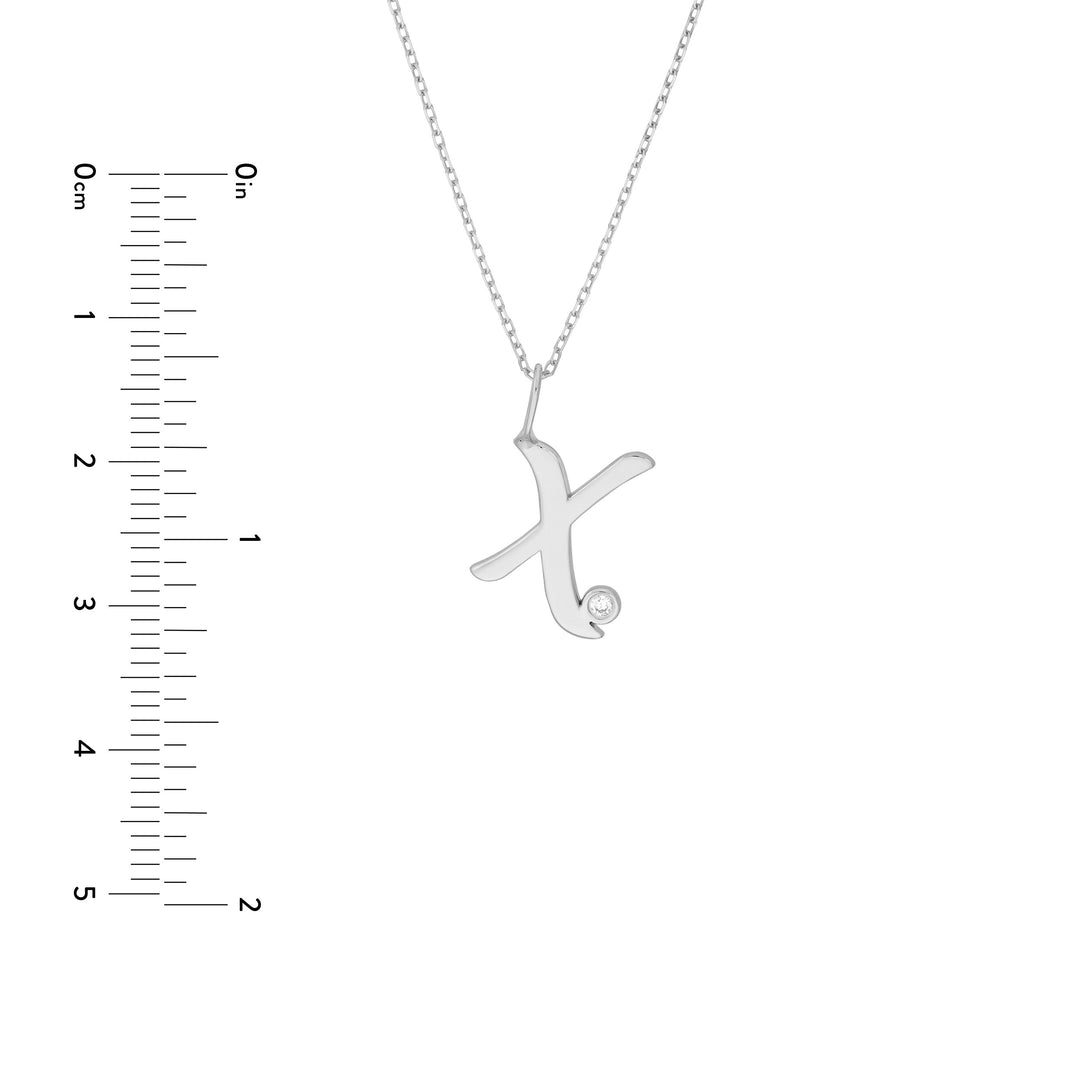 Script X with Diamond Bezel Necklace