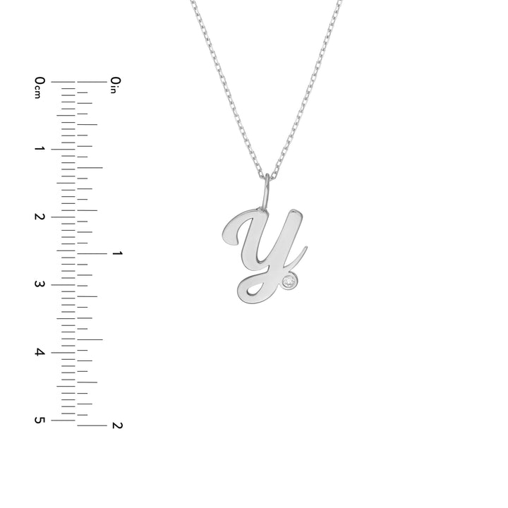Script Y with Diamond Bezel Necklace