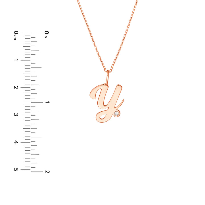 Script Y with Diamond Bezel Necklace
