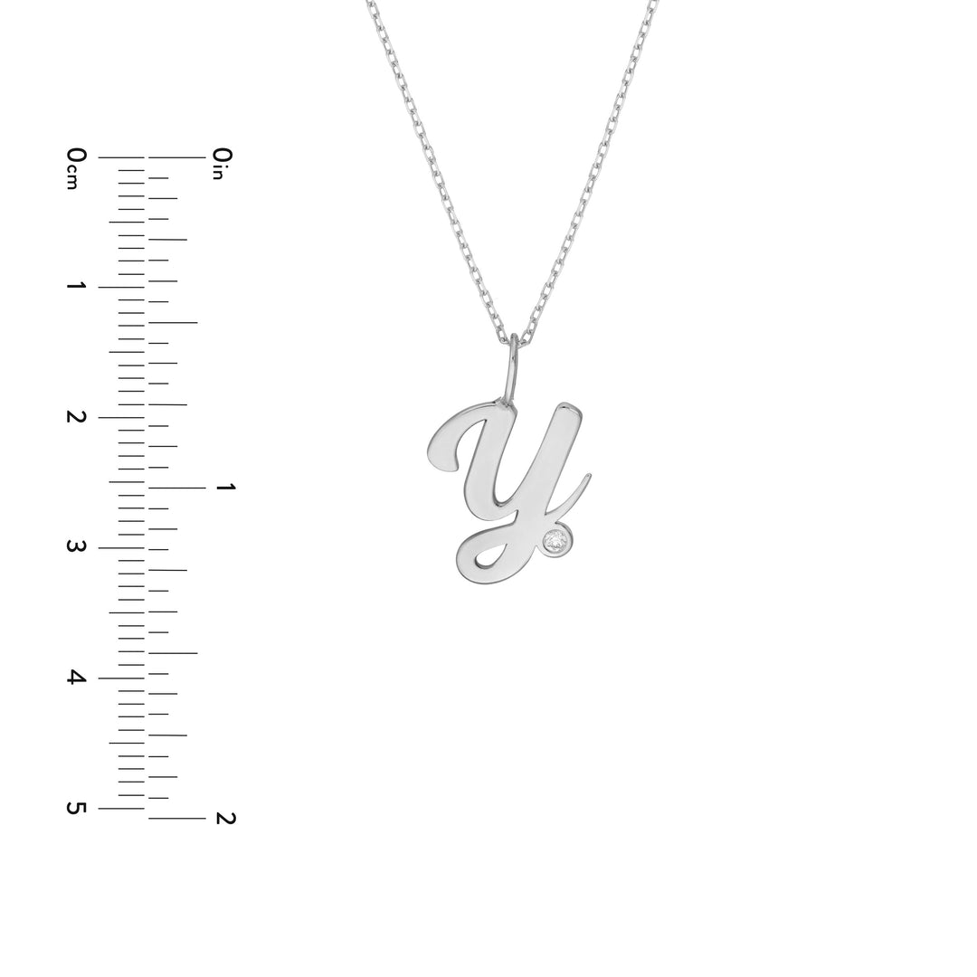 Script Y with Diamond Bezel Necklace