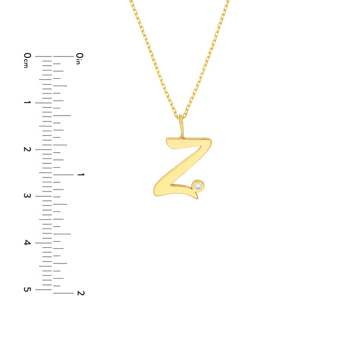 Script Z with Diamond Bezel Necklace