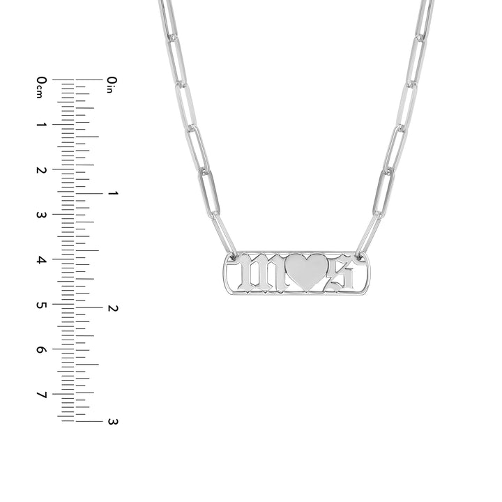 Gothic Initials with Heart Paper Clip Necklace