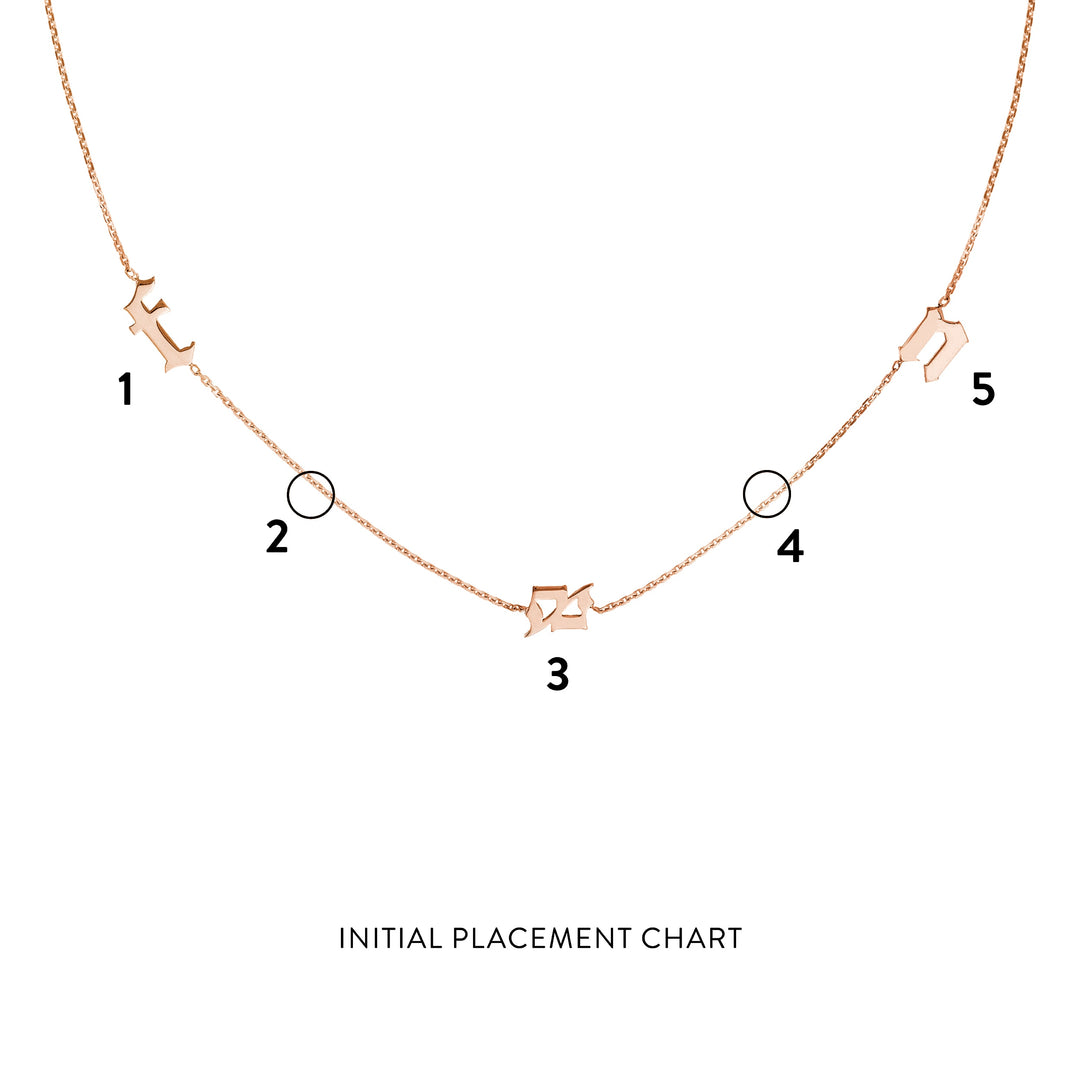 Gothic Initials Station Necklace