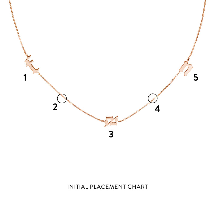 Gothic Initials Station Necklace