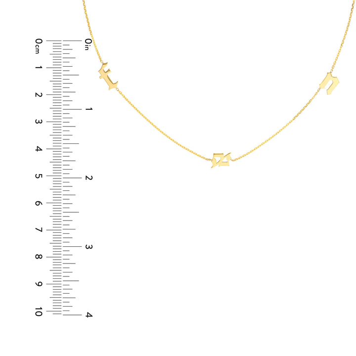 Gothic Initials Station Necklace