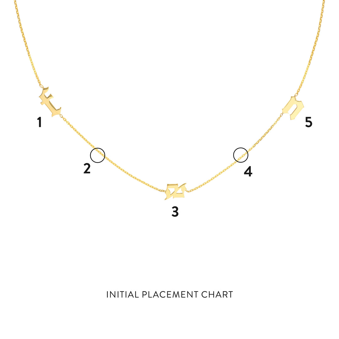 Gothic Initials Station Necklace