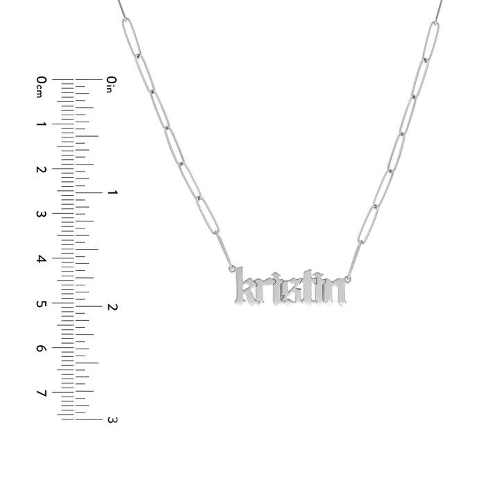 Gothic Nameplate Paper Clip Necklace