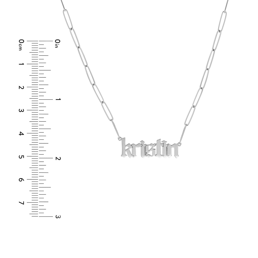 Gothic Nameplate Paper Clip Necklace