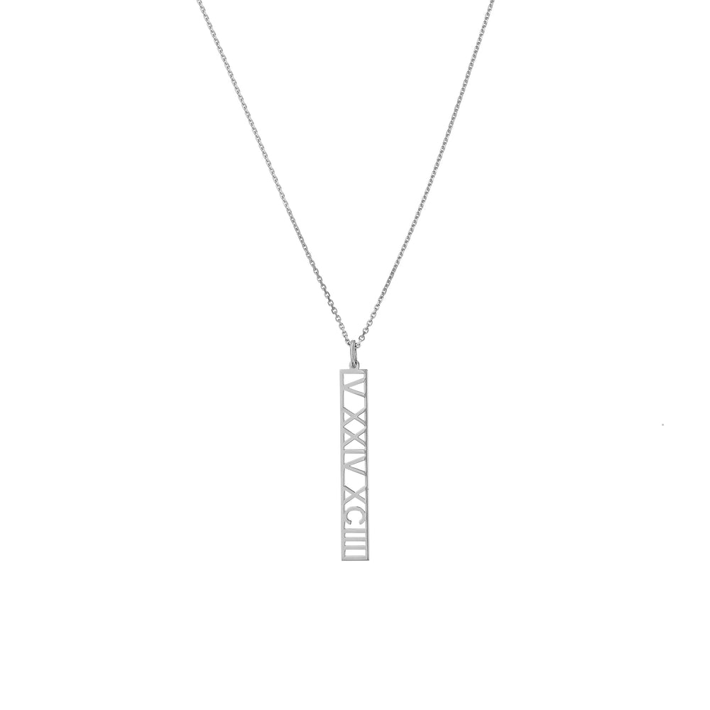 5mm Vertical Roman Numeral Pendant Necklace