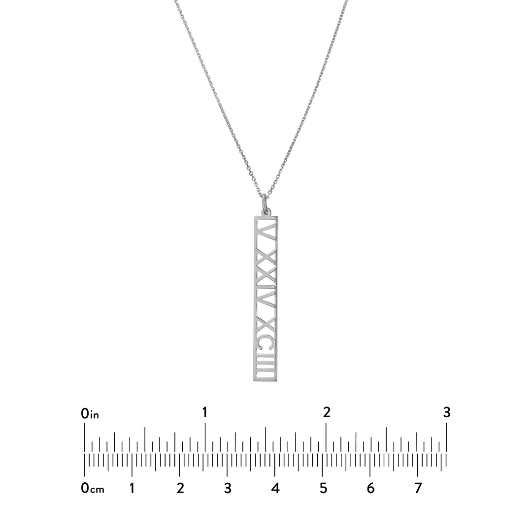 5mm Vertical Roman Numeral Pendant Necklace