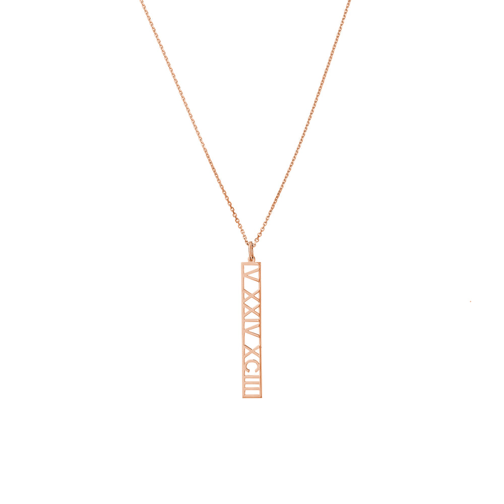 5mm Vertical Roman Numeral Pendant Necklace
