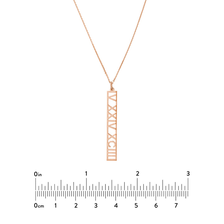 5mm Vertical Roman Numeral Pendant Necklace