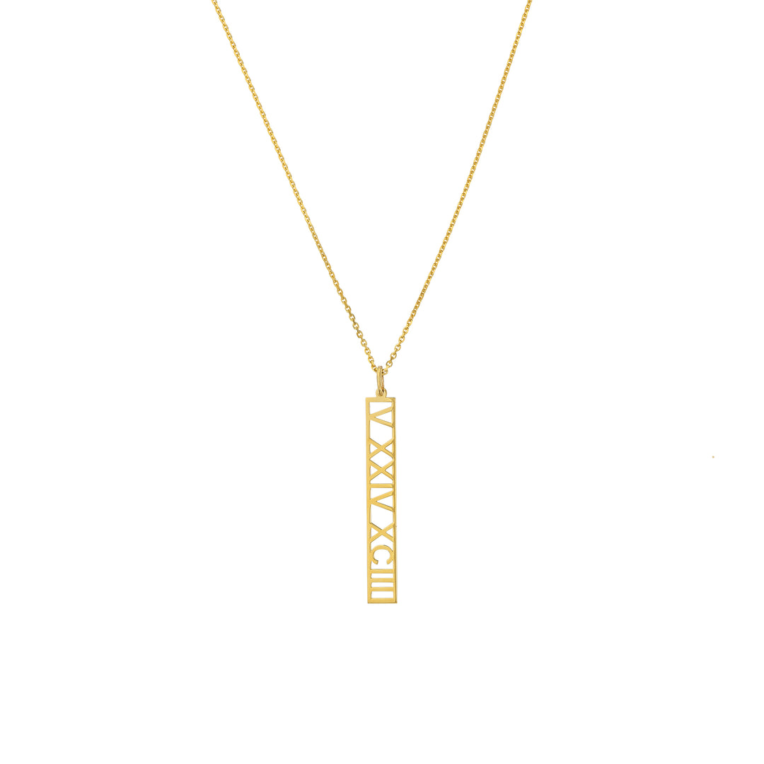 5mm Vertical Roman Numeral Pendant Necklace
