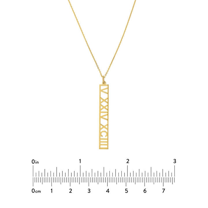 5mm Vertical Roman Numeral Pendant Necklace