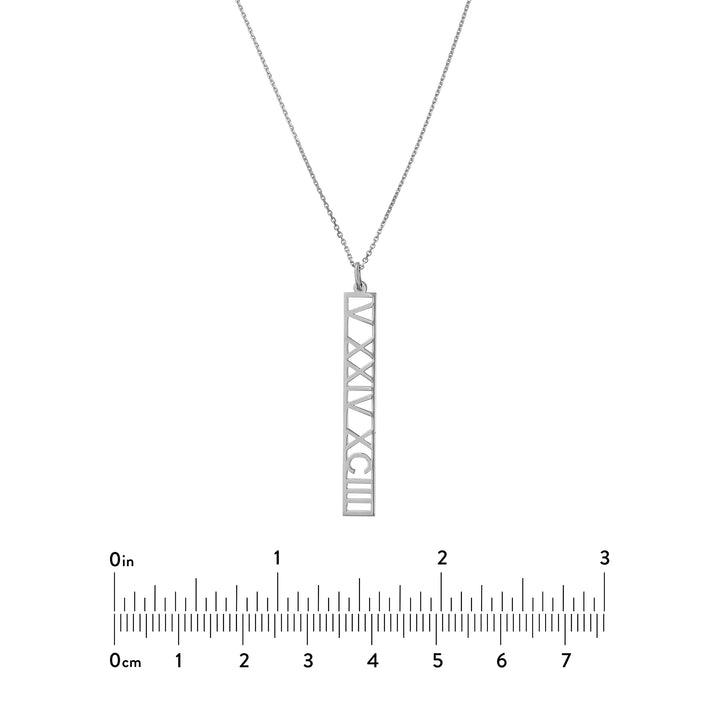 5mm Vertical Roman Numeral Pendant Necklace