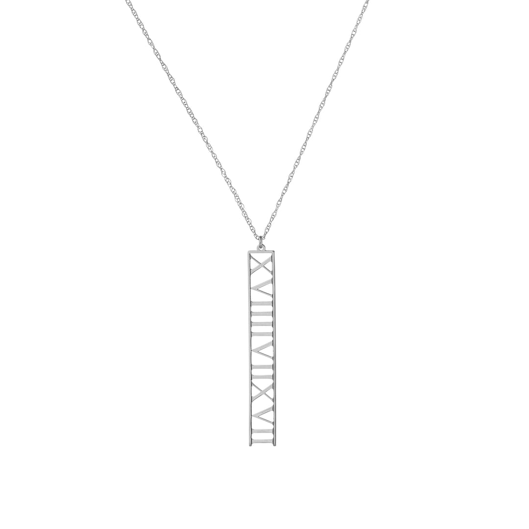 7mm Vertical Roman Numeral Pendant Necklace