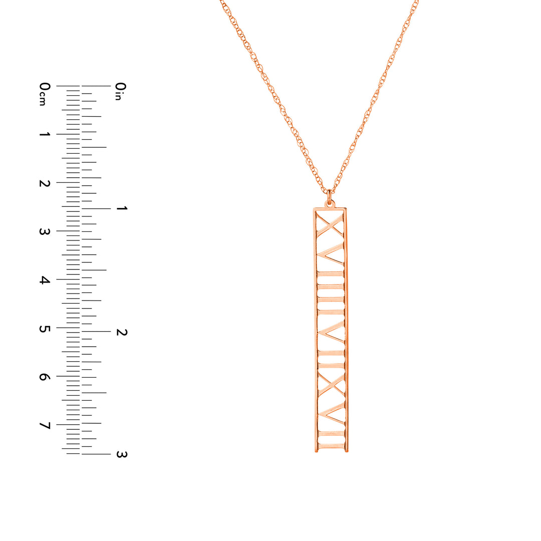 7mm Vertical Roman Numeral Pendant Necklace