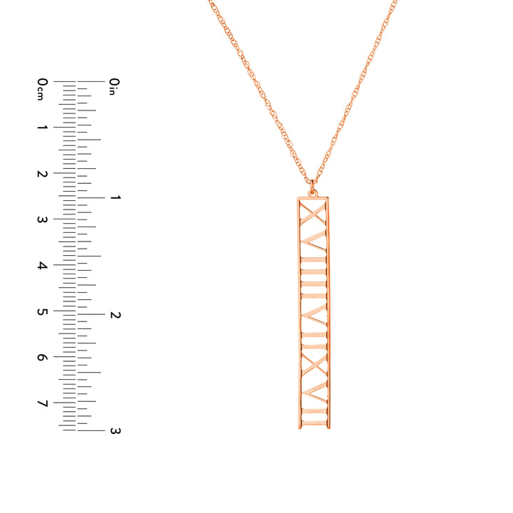 7mm Vertical Roman Numeral Pendant Necklace