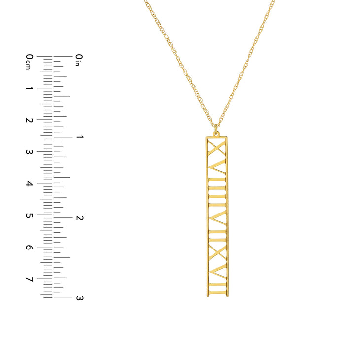 7mm Vertical Roman Numeral Pendant Necklace