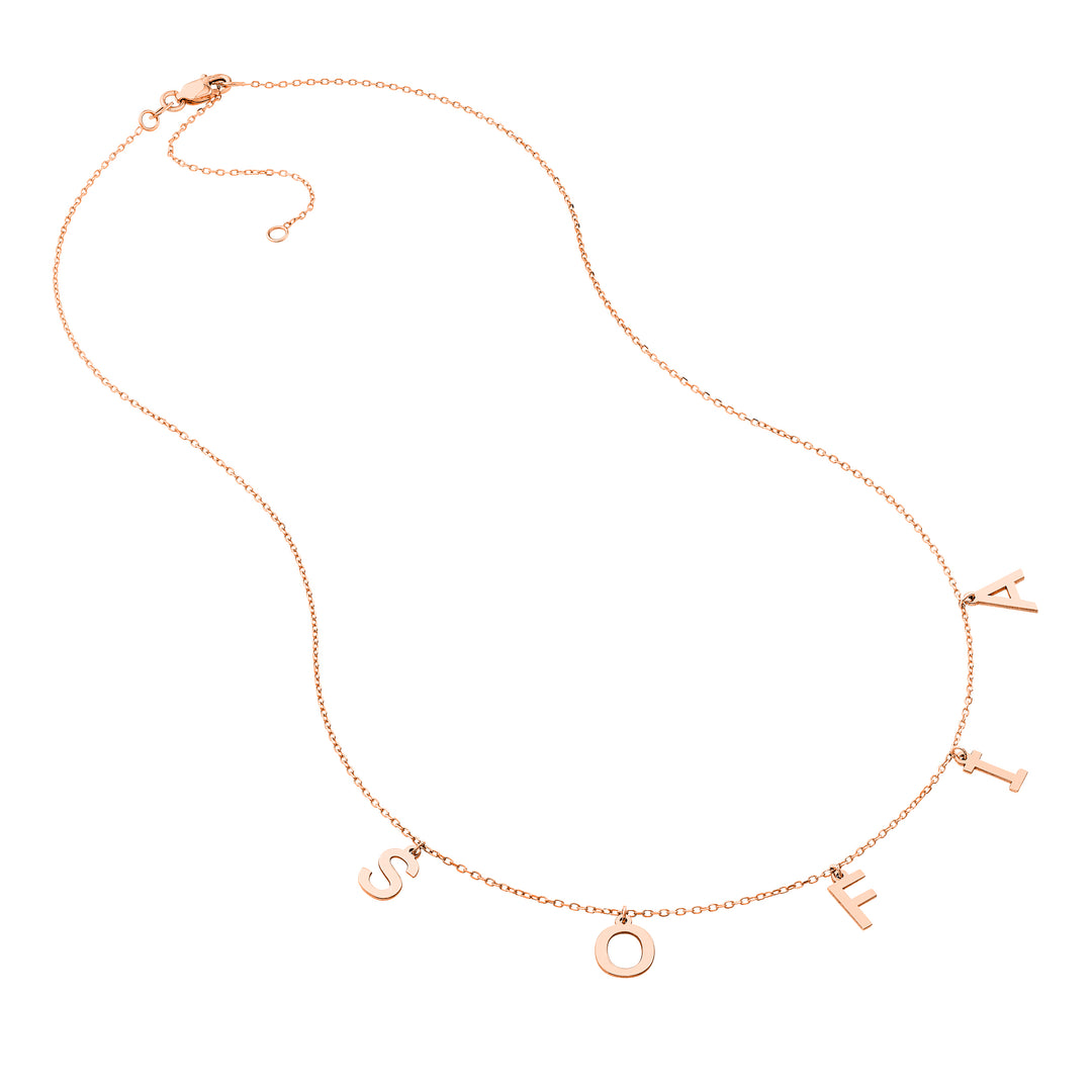 Block Initials Dangle Station Necklace