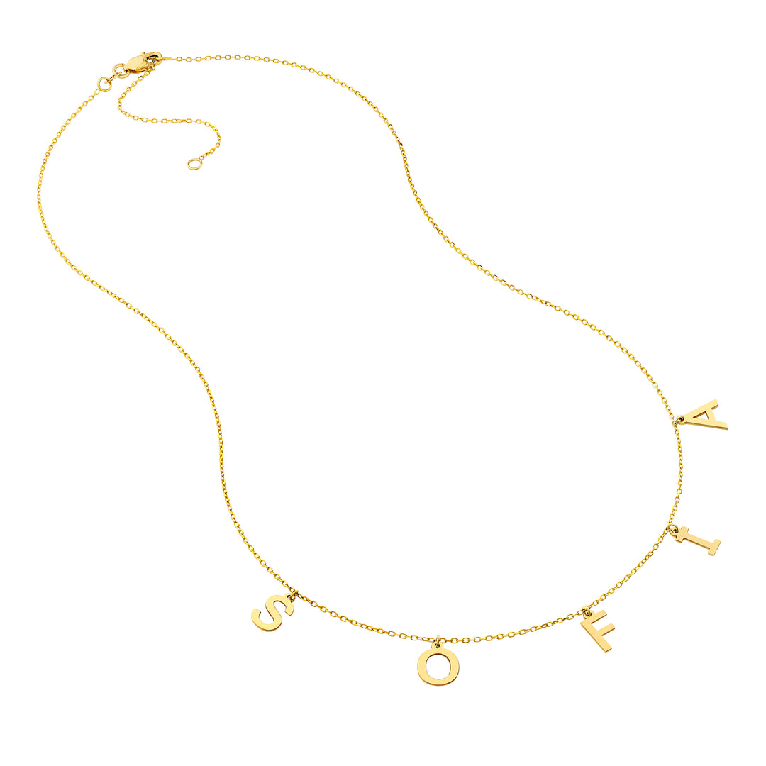 Block Initials Dangle Station Necklace