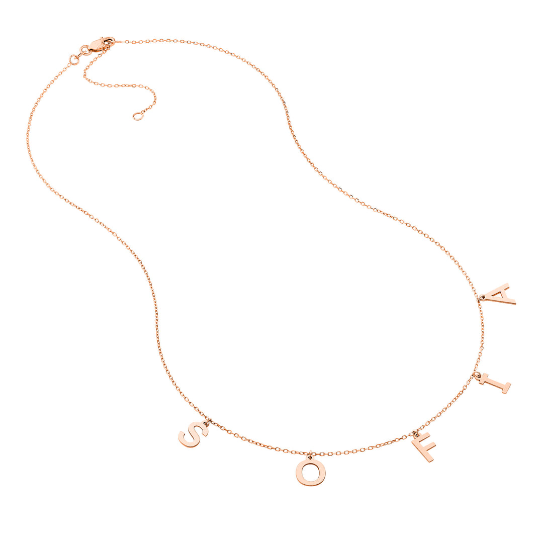Block Initials Dangle Station Necklace