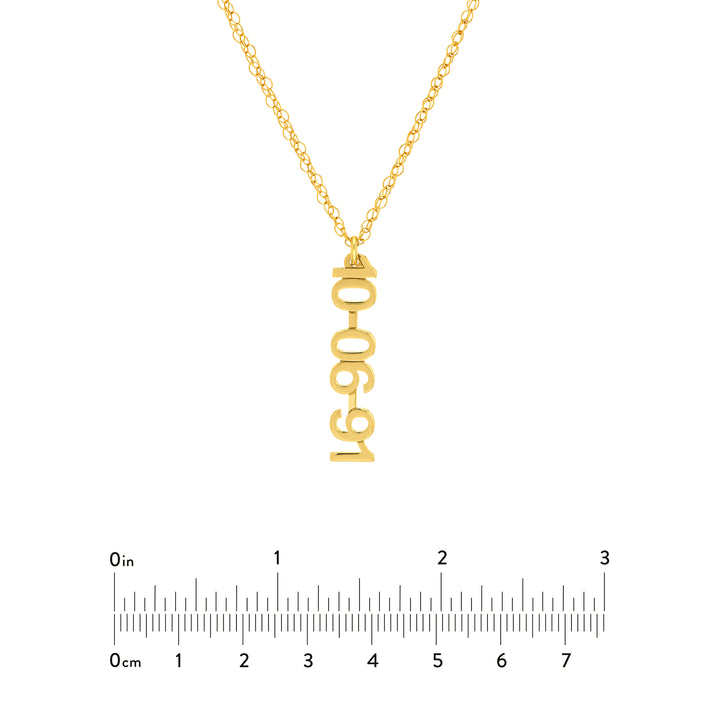 7mm Vertical Block Numeral Necklace