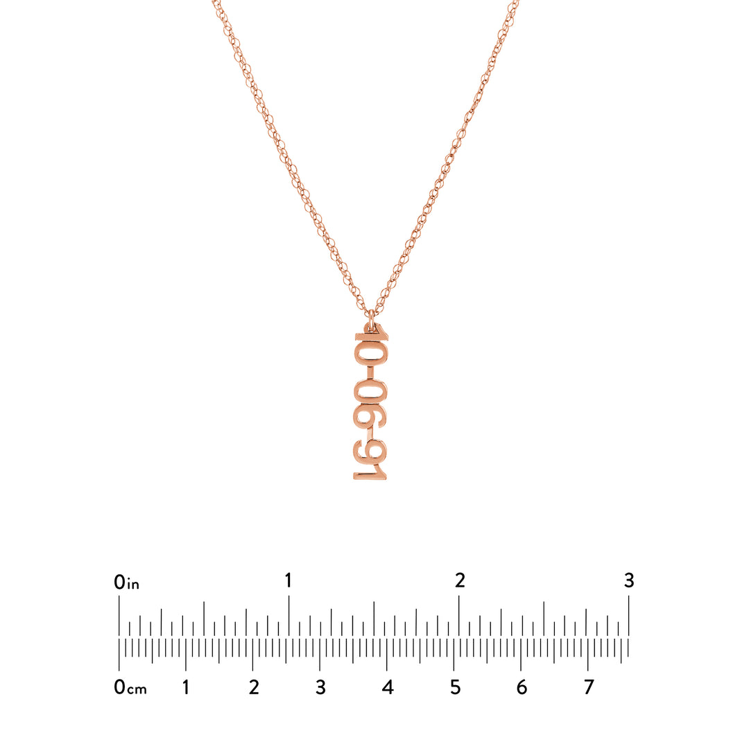5mm Vertical Block Numeral Necklace