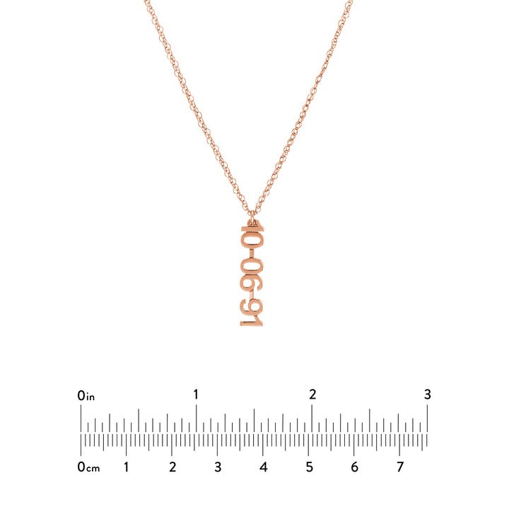 5mm Vertical Block Numeral Necklace