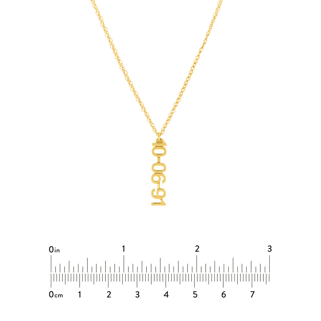 5mm Vertical Block Numeral Necklace