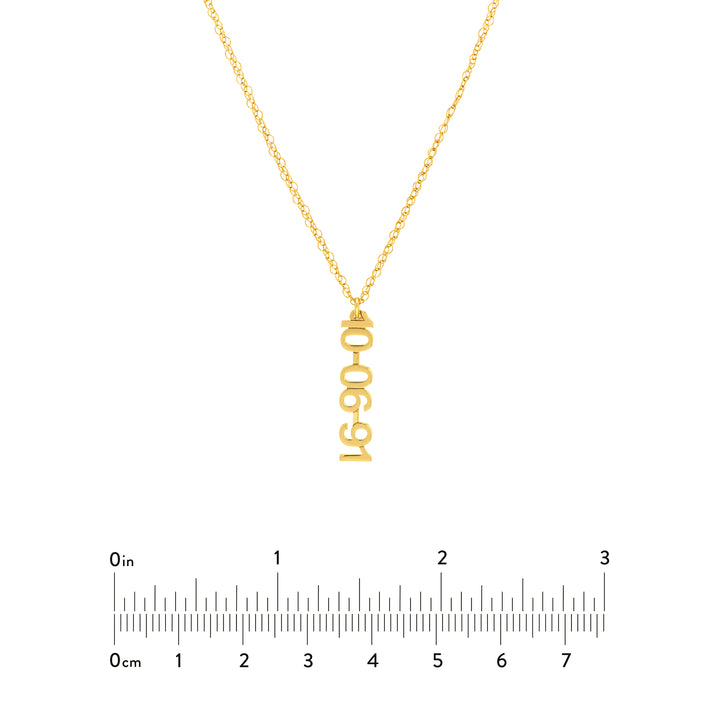 5mm Vertical Block Numeral Necklace