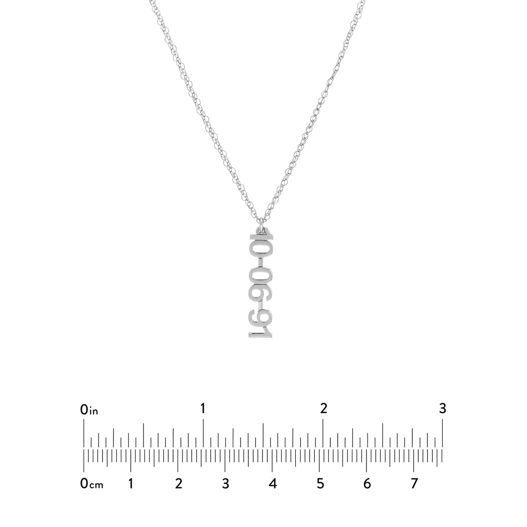 5mm Vertical Block Numeral Necklace