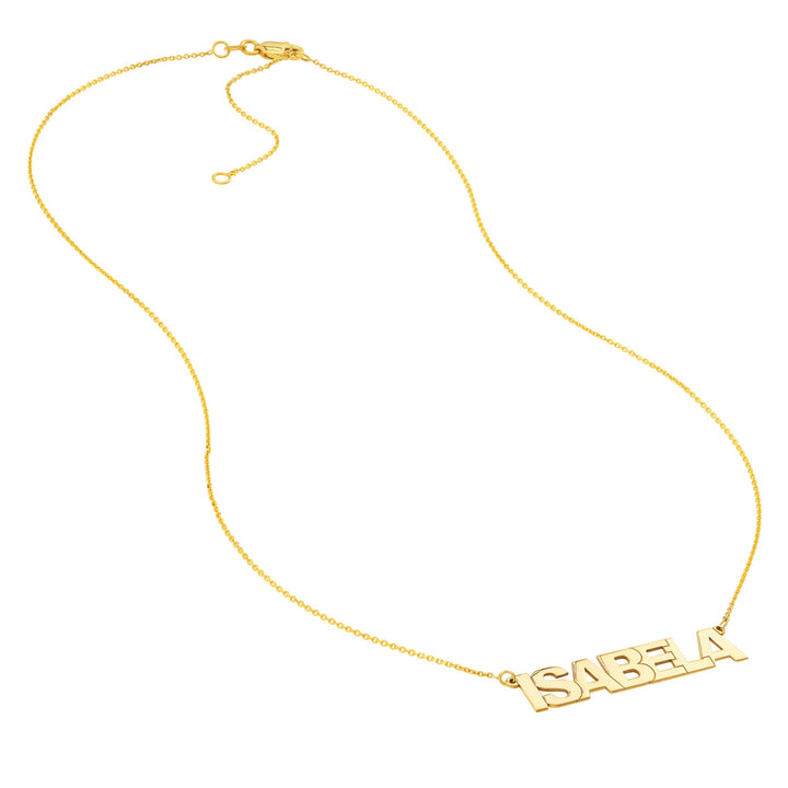 7mm Block Font Nameplate Necklace