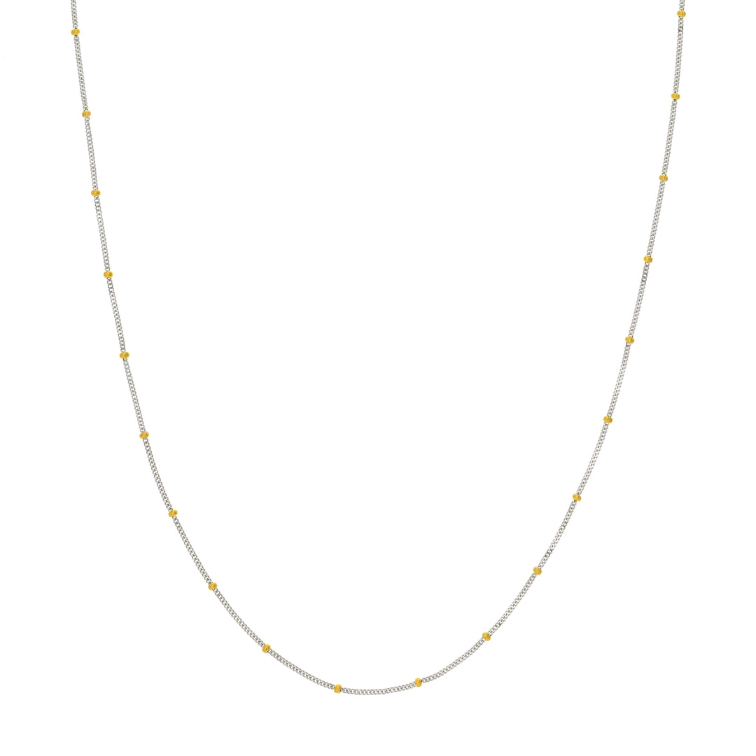 2.0mm Two-Tone Saturn Curb Chain with Lobster Lock