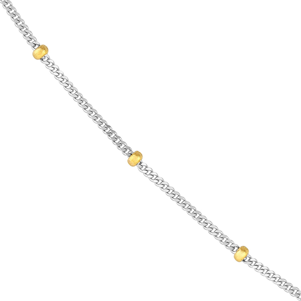 2.0mm Two-Tone Saturn Curb Chain with Lobster Lock