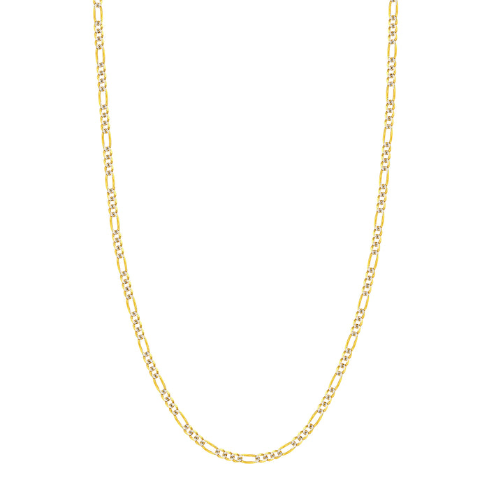 3.2mm Two-Tone Pavé Figaro Chain with Lobster Lock