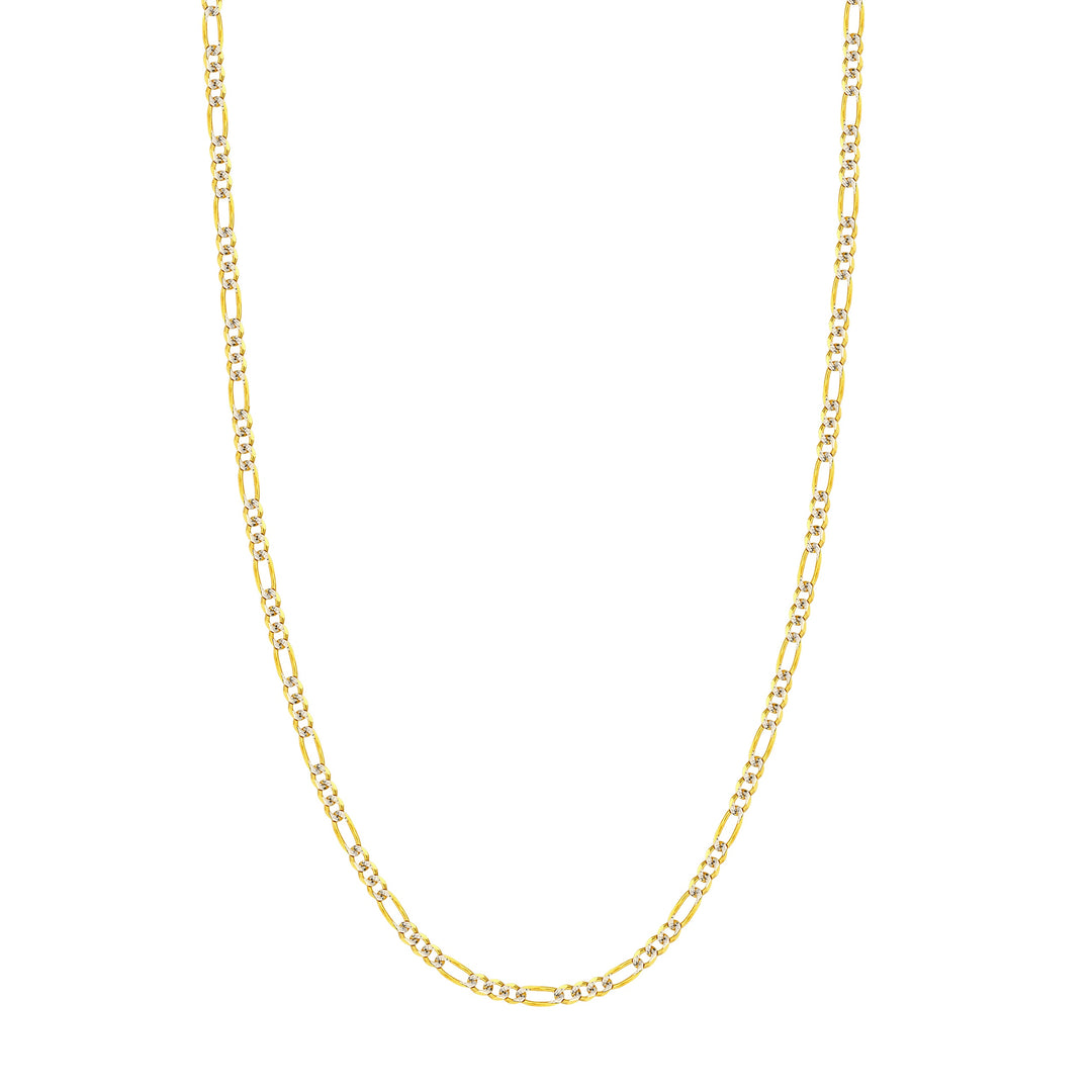 3.2mm Two-Tone Pave Figaro Chain with Lobster Lock