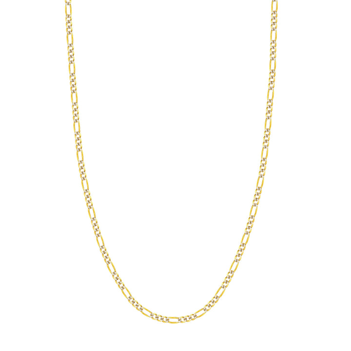 3.2mm Two-Tone Pave Figaro Chain with Lobster Lock