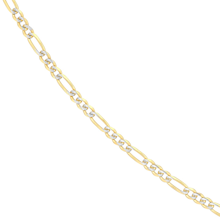 3.2mm Two-Tone Pavé Figaro Chain with Lobster Lock