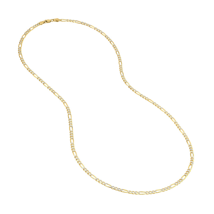 3.2mm Two-Tone Pave Figaro Chain with Lobster Lock