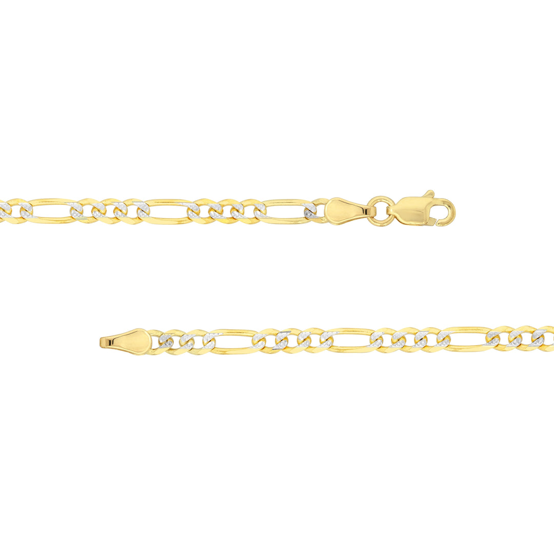 3.2mm Two-Tone Pave Figaro Chain with Lobster Lock